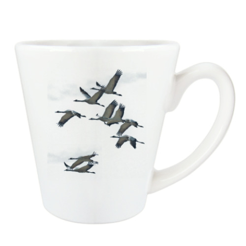 Чашка Латте с принтом Серый журавль