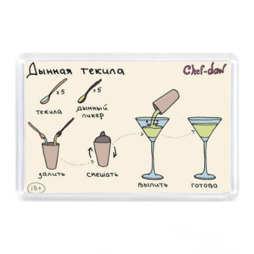 Магнит с принтом 'Коктейль Дынная текила'