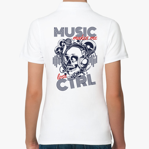 Женская рубашка поло (печать) Музыка заставляет меня терять