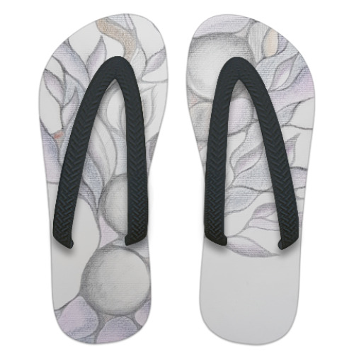 Шлепанцы (сланцы) с принтом нейрографика 'букет желаний'