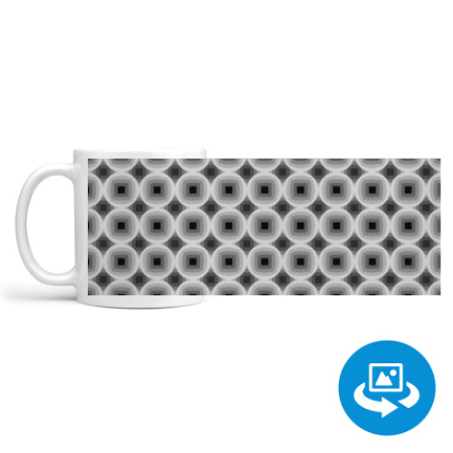 Кружка (круговая запечатка) с принтом Белый и чёрный. Круг и квадрат.