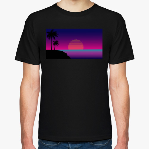 Футболка с принтом Закат в Майами в стиле ретро