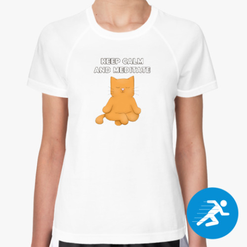 Женская спортивная футболка с принтом Йога Кот