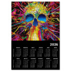 Календарь A2 2026, черный Skull