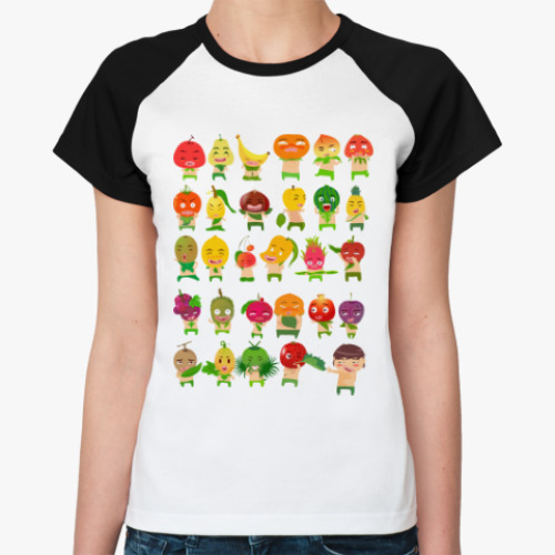 Женская футболка реглан Фрукты, Овощи и Ягоды