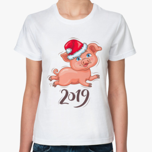 Классическая футболка Новогодняя Свинка 2019
