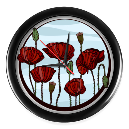 Настенные часы с принтом Маки