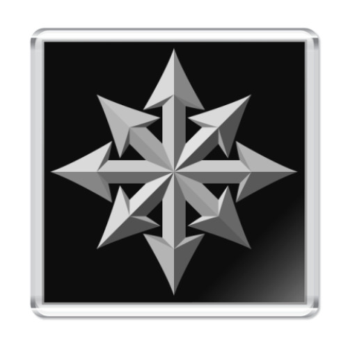 Магнит с принтом Хаос на чёрном фоне