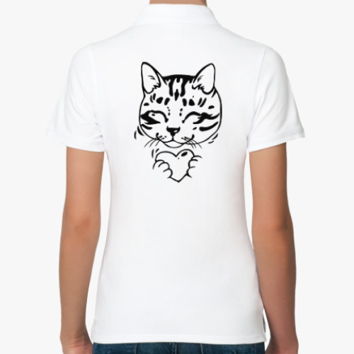Женская рубашка поло (печать) с принтом Кот Мур