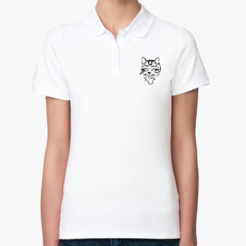 Женская рубашка поло (печать) с принтом Кот Мур