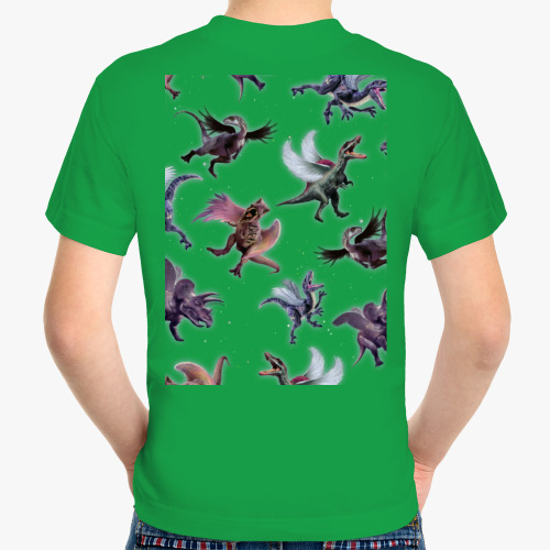 Детская футболка с принтом Динозавр, крылья, арт, искусство, рисунок