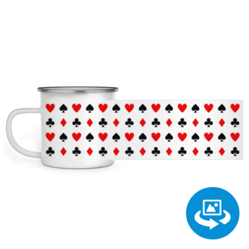 Эмалированная кружка (круговая запечатка) с принтом Современный дизайн Казино карт
