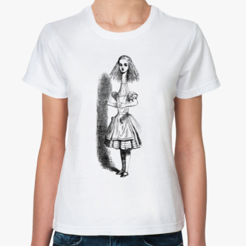 Классическая футболка с принтом  'Алиса'