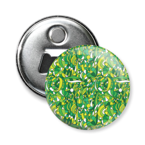 Магнит-открывашка с принтом 'Зеленое лето'