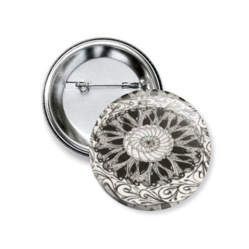 Значок 37мм 'Зентангл спираль'