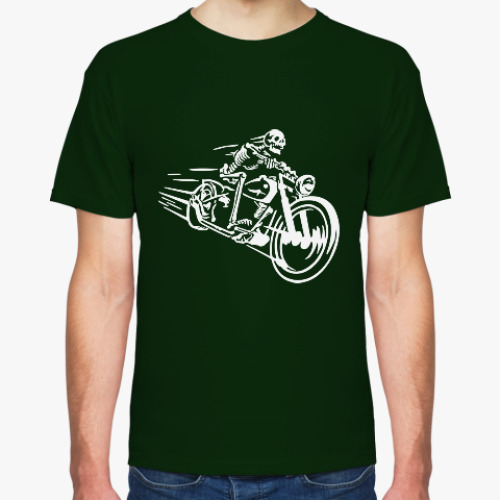 Футболка с принтом Скелет байкер