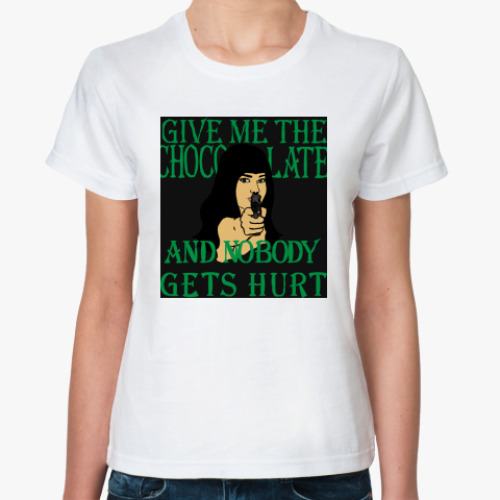 Классическая футболка с принтом Give me a chokolate