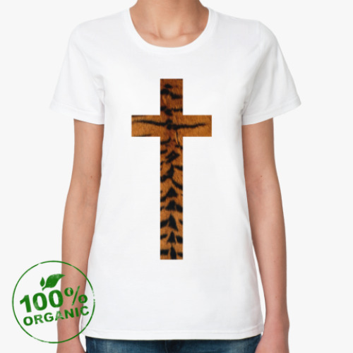 Женская футболка из органик-хлопка крест с текстурой