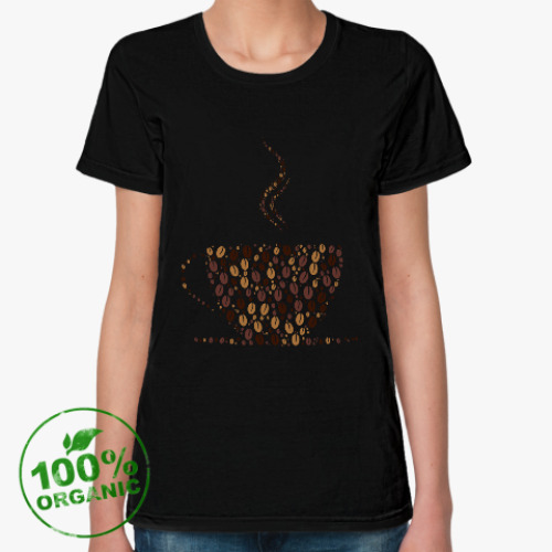 Женская футболка из органик-хлопка Кофе из кофейных зерен