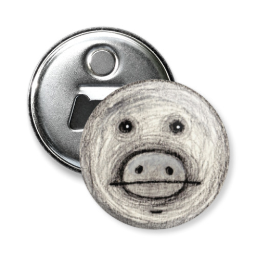 Магнит-открывашка с принтом Pig
