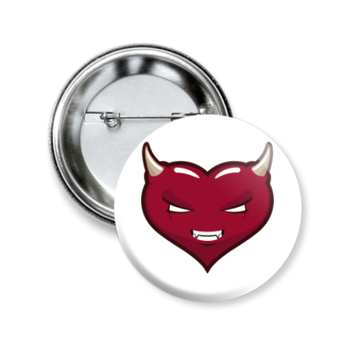 Значок 50мм с принтом сердце-дьявол