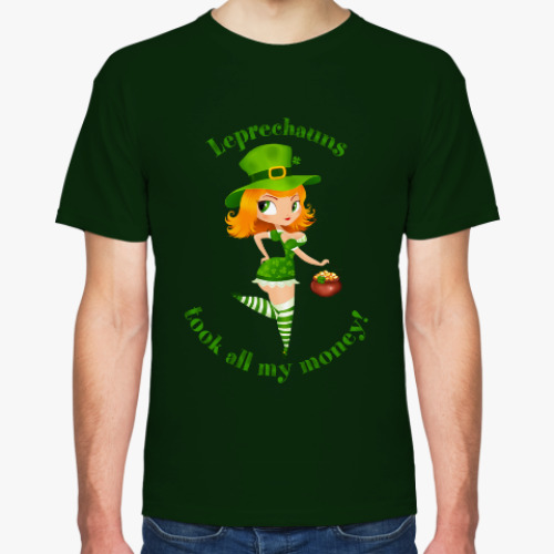 Футболка с принтом Leprechauns took all my money!