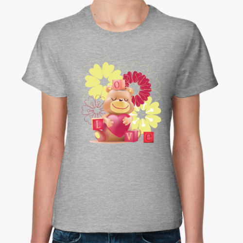 Женская футболка Влюбленный медведь