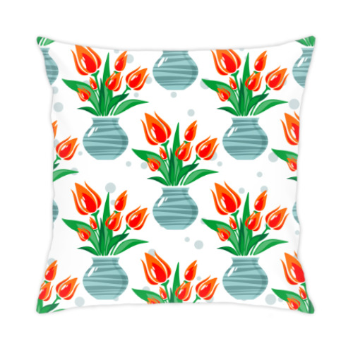 Подушка с принтом Тюльпаны для любимой
