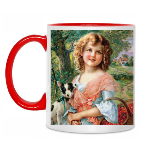 Кружка с принтом Девочка с собакой