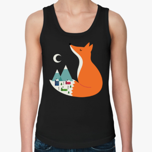 Женская майка с принтом Зимний лис