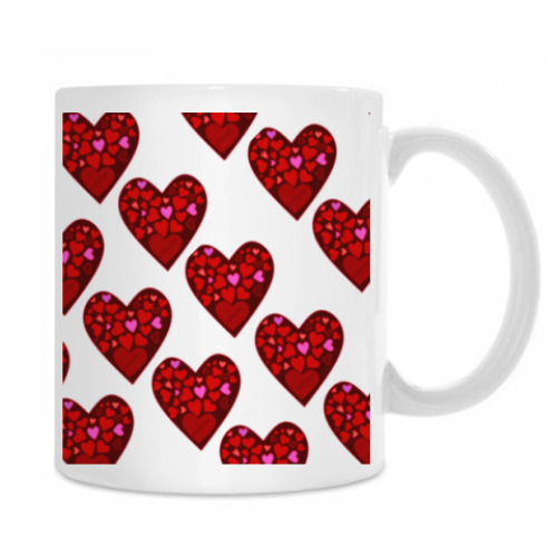 Кружка с принтом сердечки
