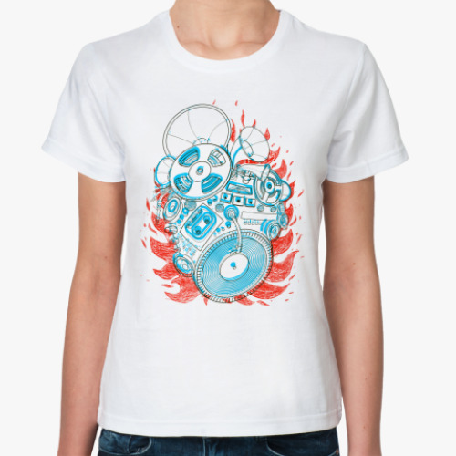 Классическая футболка с принтом аудиосердце