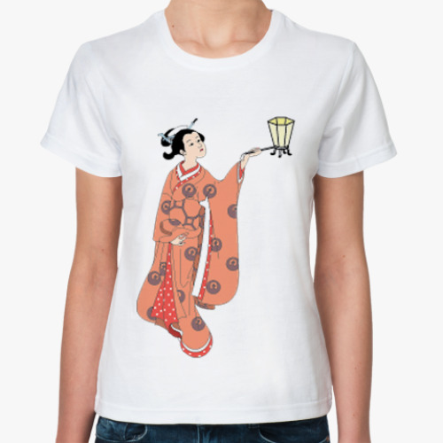 Классическая футболка с принтом Женская футболка, белая