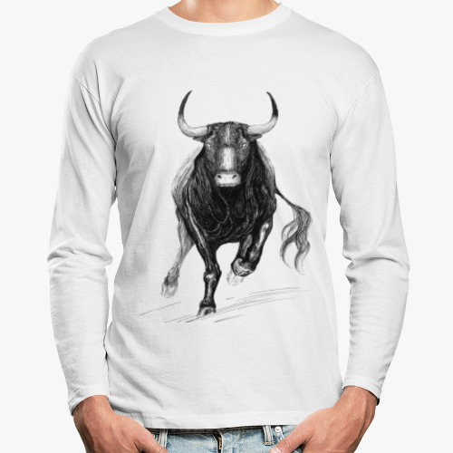 Лонгслив с принтом Бык. Телец. Taurus.