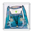 Магнит 6.5 x 6.5 см  Кот-рыболов