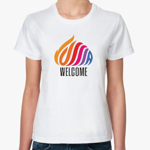 Классическая футболка Логотип страны Russia Welcome