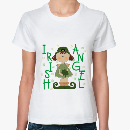 Классическая футболка с принтом Irish Angel