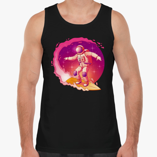 Майка с принтом Космонавт серфер на волне