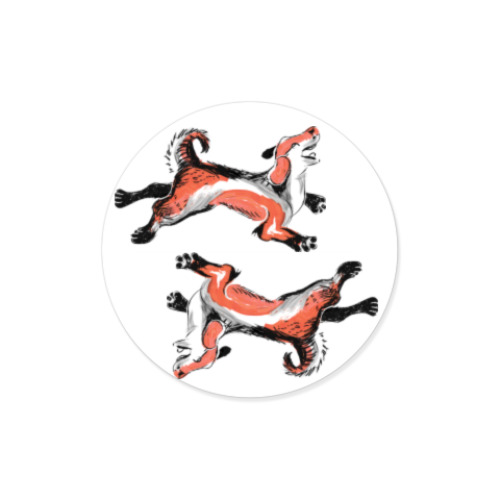 Виниловые наклейки с принтом Собака в японском стиле