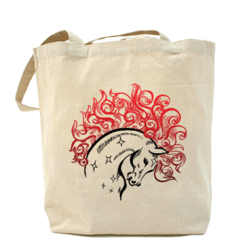 Сумка шоппер с принтом Конь-огонь