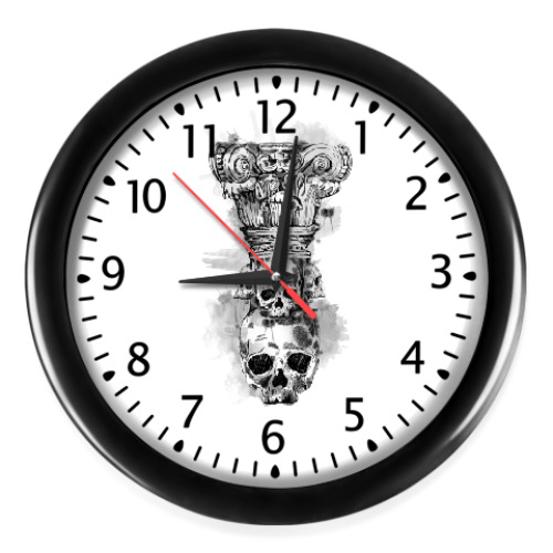 Настенные часы с принтом Череп-колонна