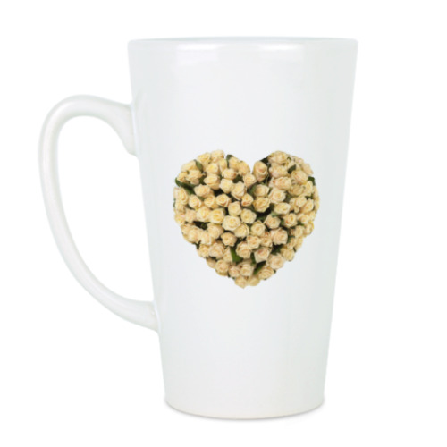 Чашка Латте с принтом Сердце из роз