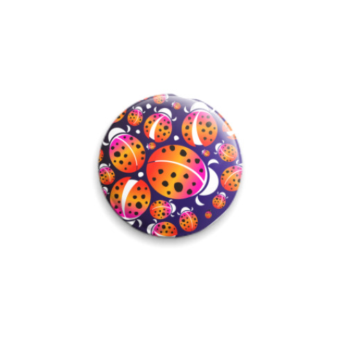 Значок 25мм с принтом Божьи коровки