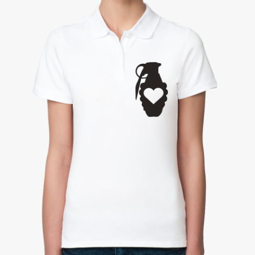 Женская рубашка поло (печать) Сердце в гранате