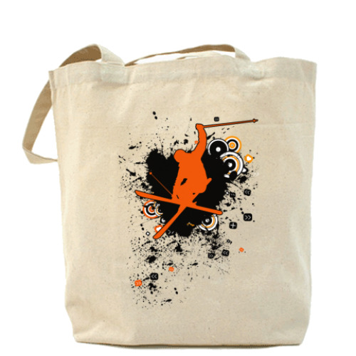 Сумка шоппер с принтом Лыжник