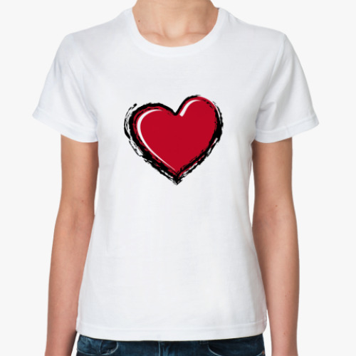 Классическая футболка с принтом  Сердце