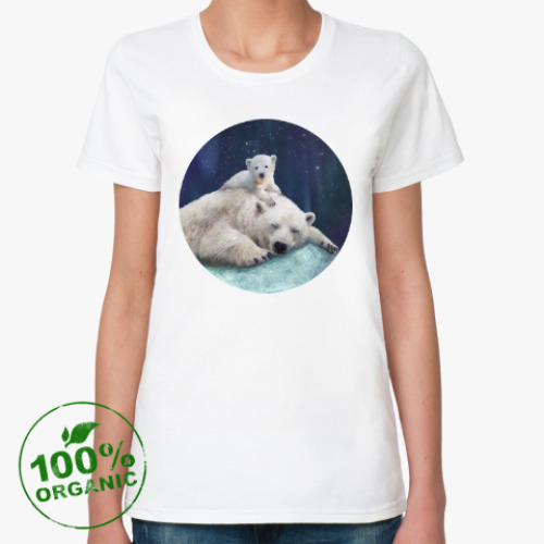 Женская футболка из органик-хлопка Полярные белые медведи
