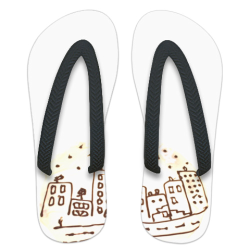 Шлепанцы (сланцы) с принтом  Город