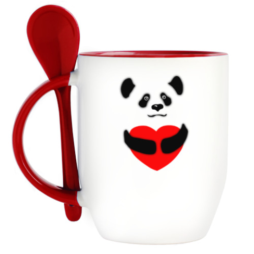 Кружка с ложкой с принтом Панда