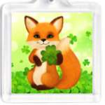 Пушистый лисенок с клевером